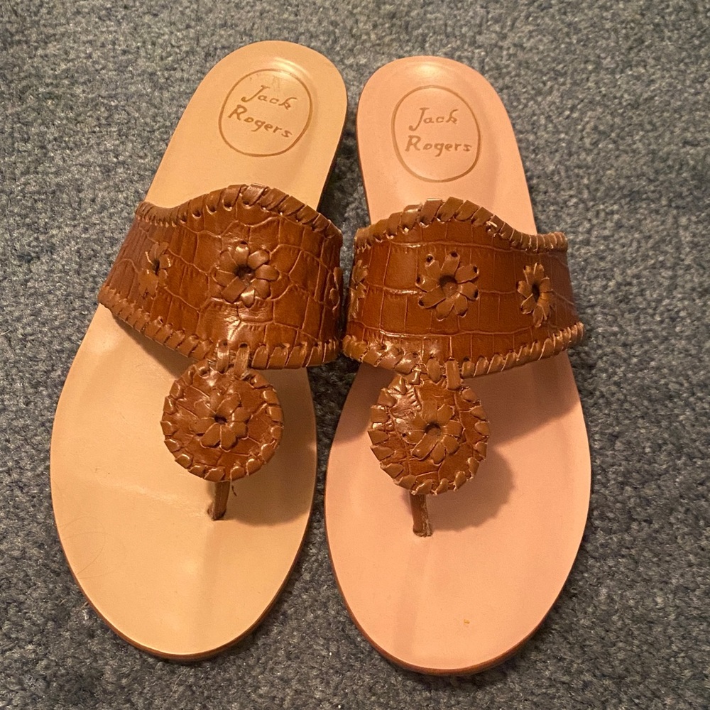 Jack Rogers Tan and Cream Women's Sandals